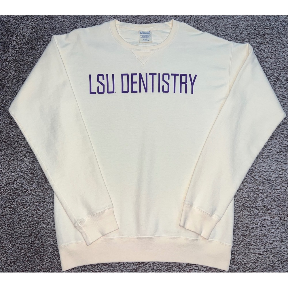 LSU Dentistry Sweatshirt Small Pale Yellow Gold Purple ComfortWash Hanes